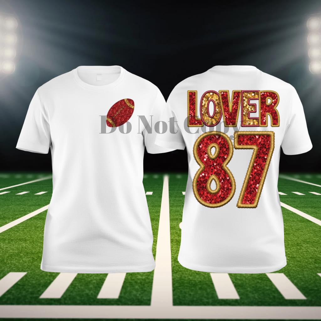 Lover 87 faux glitter TS DTF transfer (with pocket option)