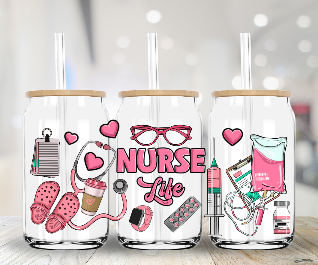 Nurse Life - UV DTF 16 oz Cup Wrap