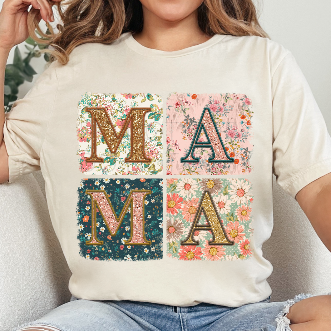 Boho Quilted Mama **THIN** Screen Print Transfer adult size