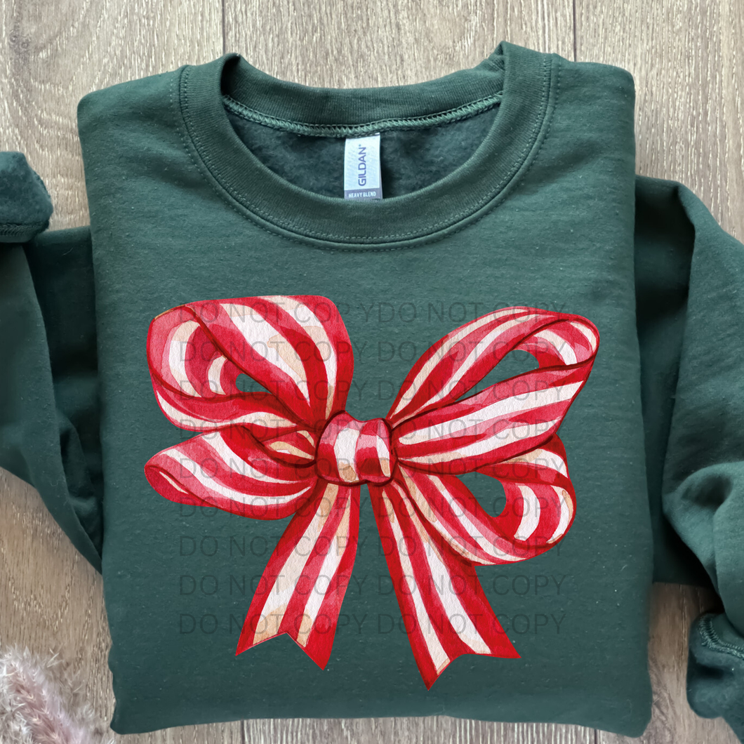 Peppermint Bow red and white Christmas DTF transfer