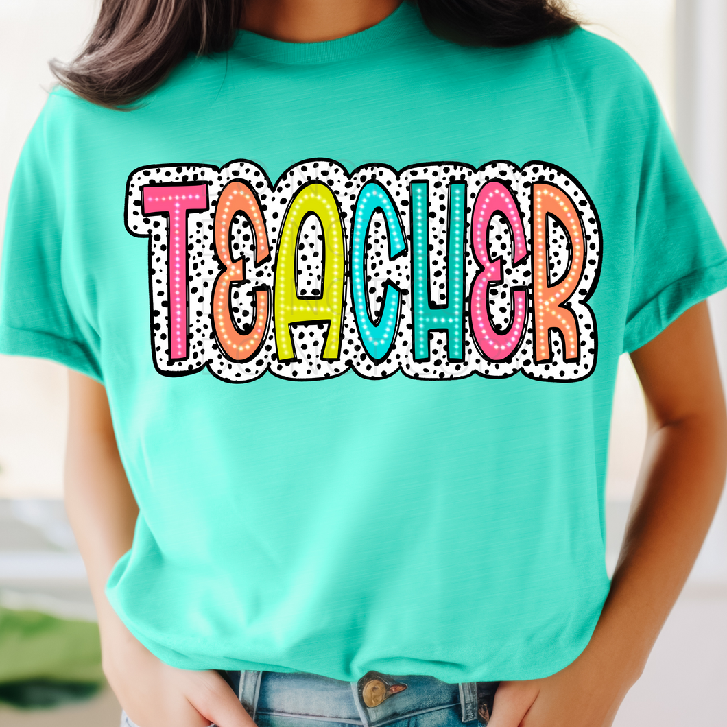 Teacher Dotted **THIN** Screen Print Transfer adult size