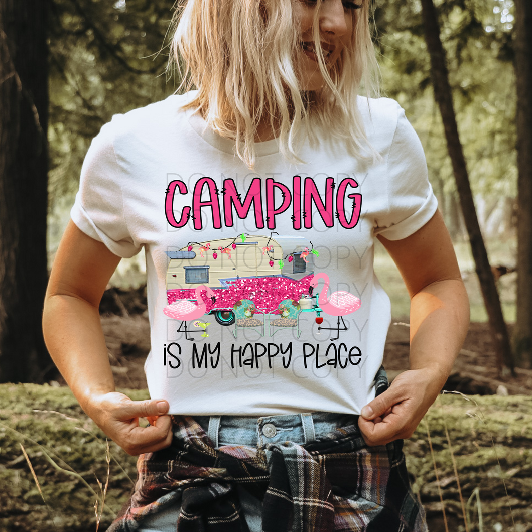 RTS Camping is My Happy Place Screen Print Transfer adult size