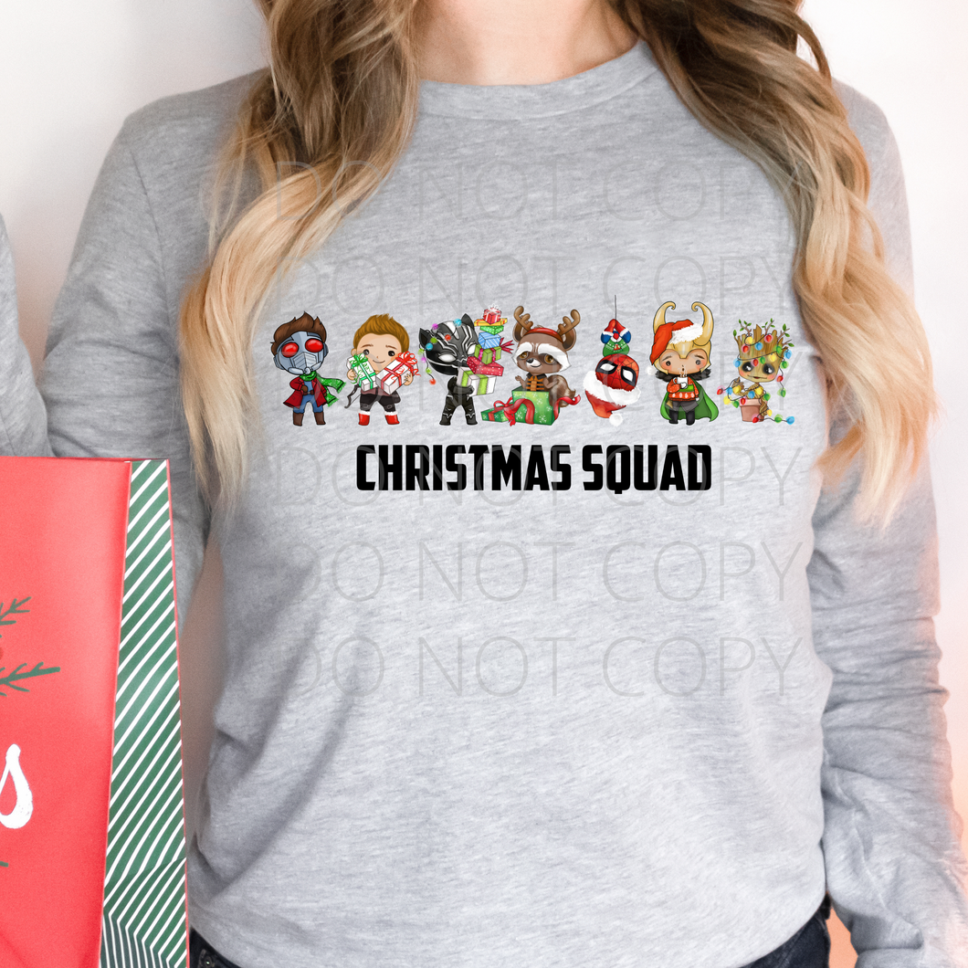 Christmas Squad groot spider guardians galaxy **THIN** Screen Print Transfer adult size