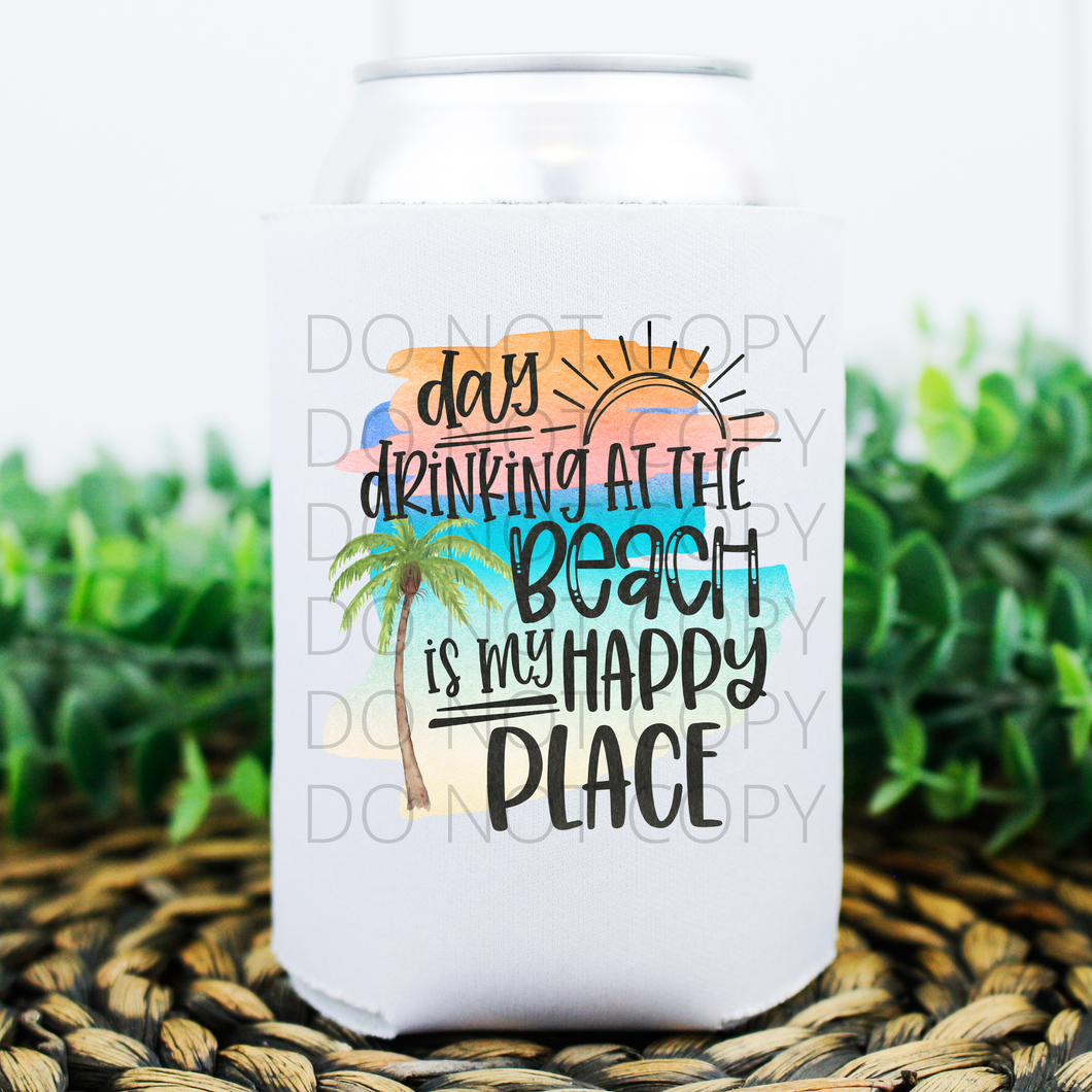 RTS Day Drinking at the Beach summer Screen Print Transfer KOOZIE / POCKET size 3