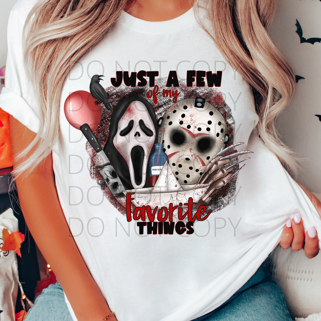 Scary Favorite Things horror halloween scary movie **THIN** Screen Print Transfer adult size