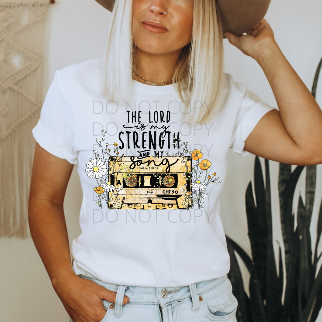 RTS The Lord is my Strength cassette tape Screen Print Transfer adult size