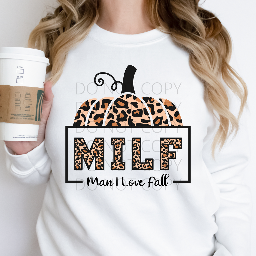 MILF Man I Love Fall pumpkin Screen Print Transfer adult size