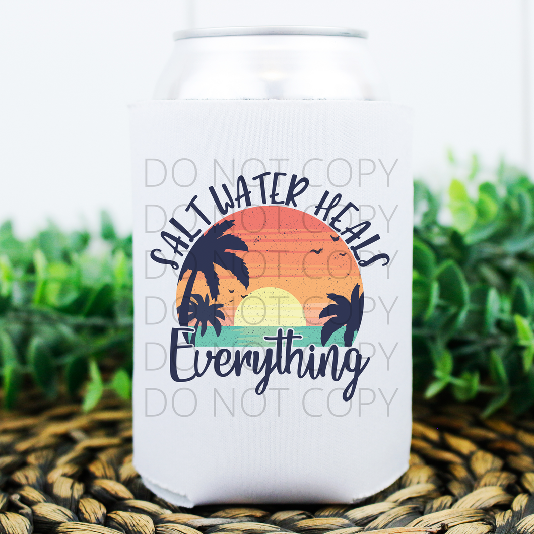 RTS Salt Water Heals Everything beach summer Screen Print Transfer KOOZIE / POCKET size 3