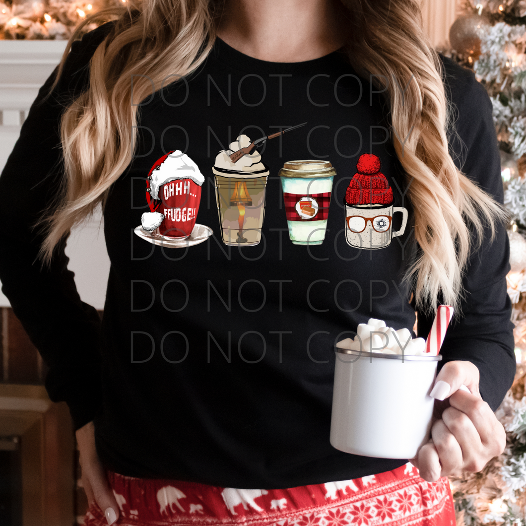 Christmas Story coffee latte **THIN**Screen Print Transfer adult size