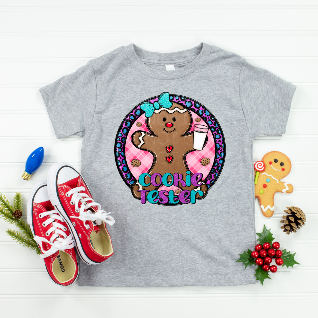 Girl Cookie Tester Christmas **THIN** Screen Print Transfer kid size