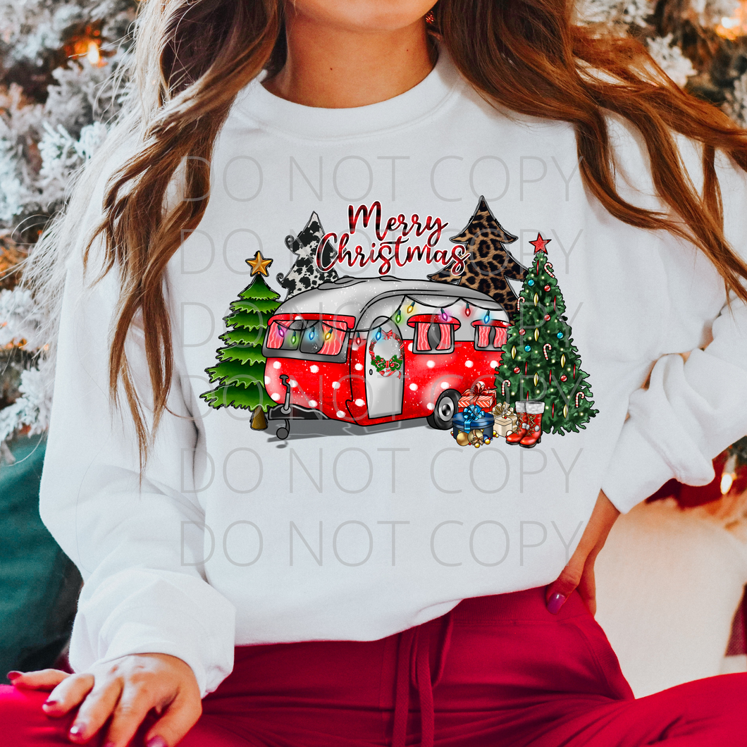 Camper Merry Christmas Screen Print Transfer adult size