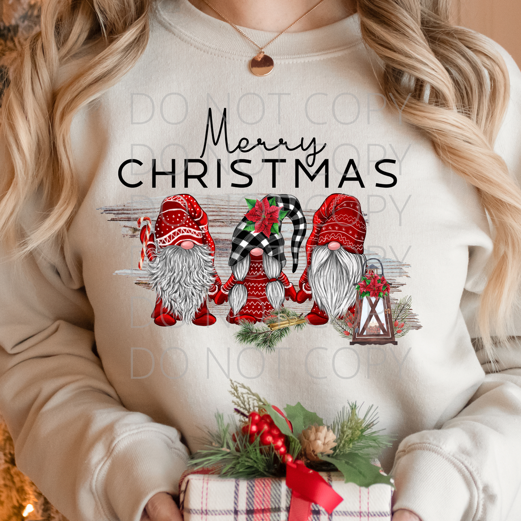 Merry Christmas gnomes **THIN** Screen Print Transfer adult size