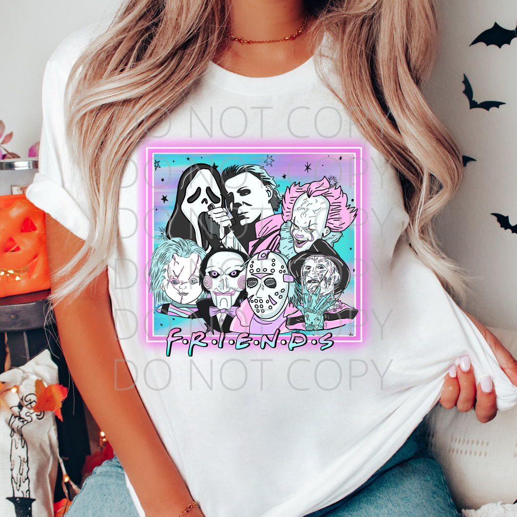 Horror Friends pastel halloween scary movie **THIN** Screen Print Transfer adult size