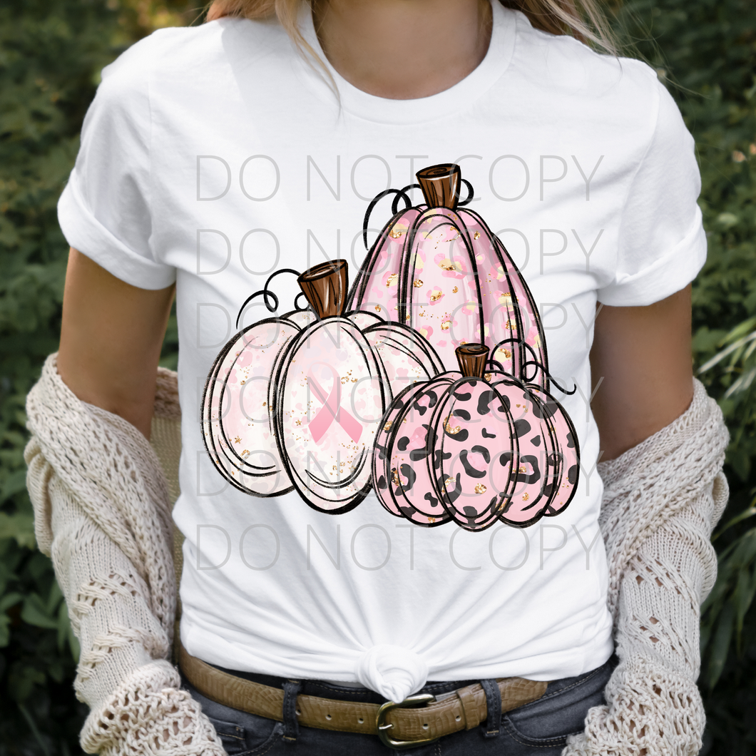 Pink Pumpkin breast cancer awareness **THIN** Screen Print Transfer adult size