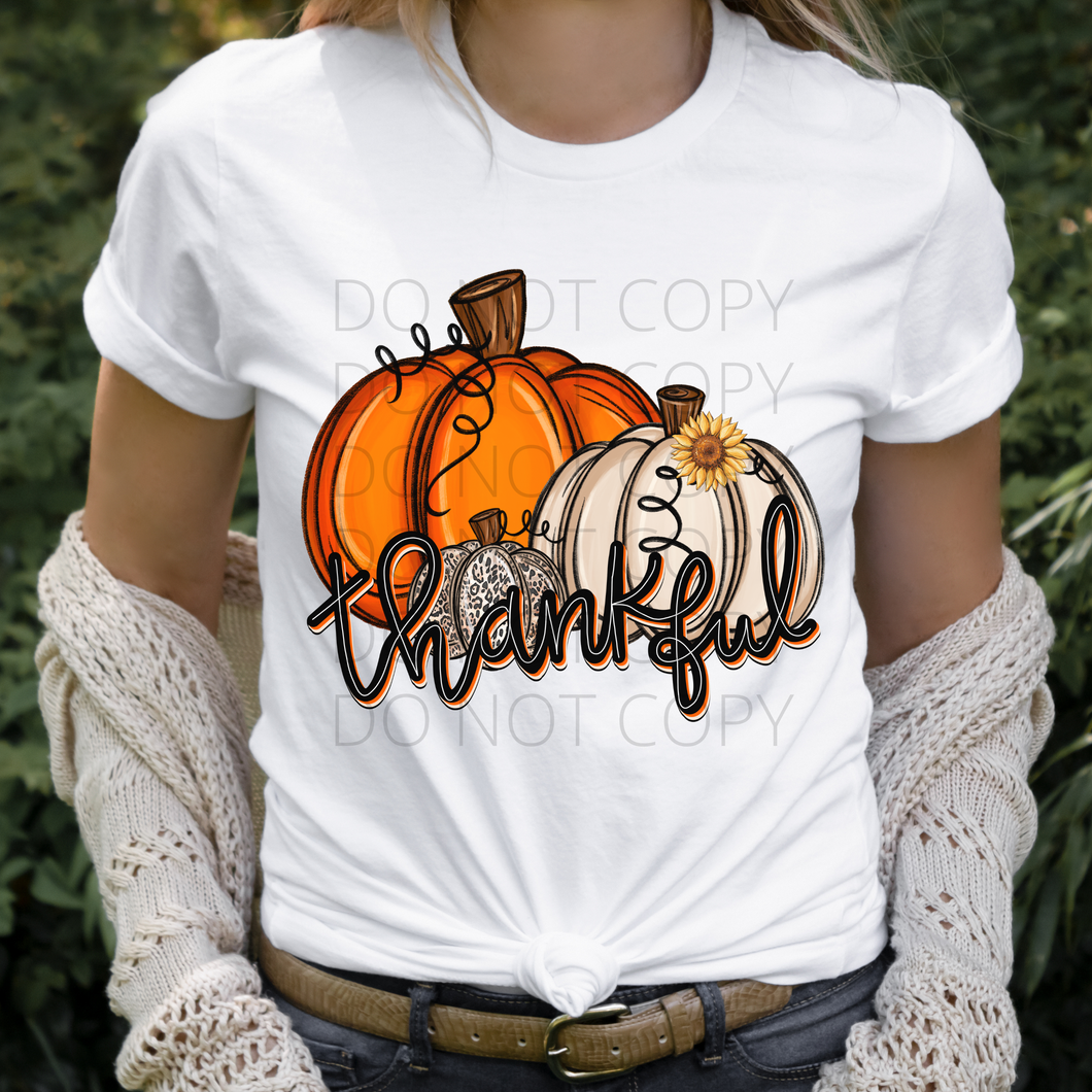 Thankful pumpkins fall **THIN** Screen Print Transfer adult size